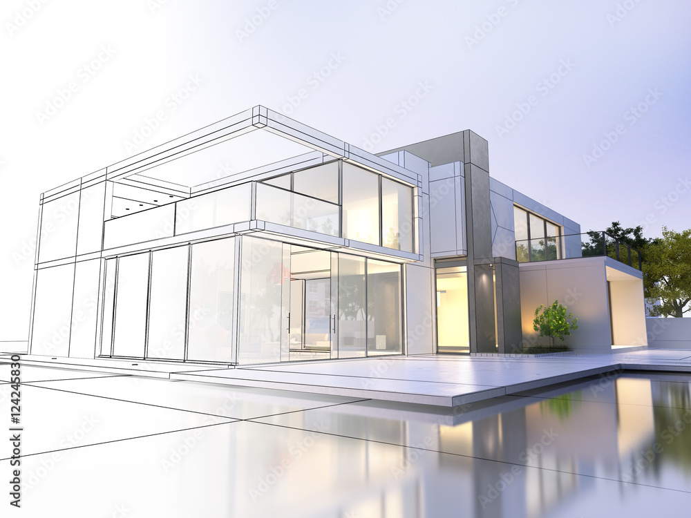 Fototapeta premium House from draft to real