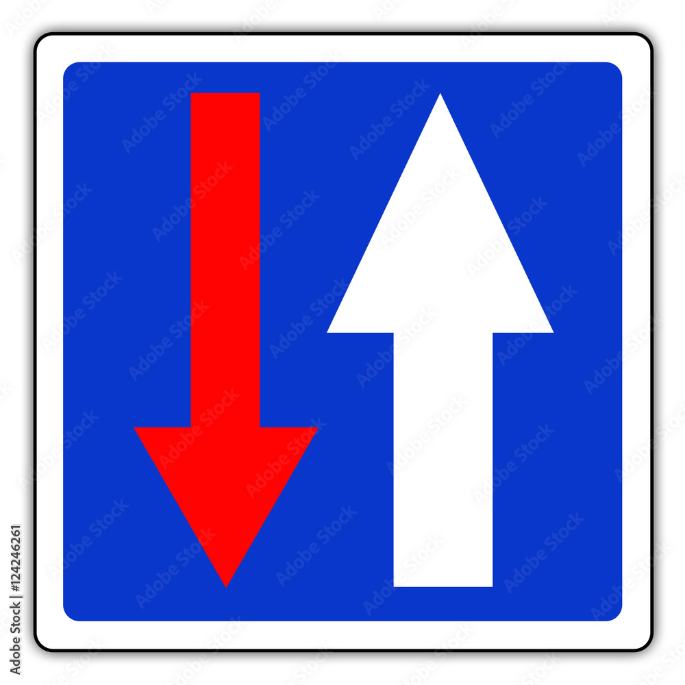 Panneau routier en France: Priorité par rapport à la circulation venant en sens inverse Panneau routier en France: Priorité par rapport à la circulation venant en sens inverse