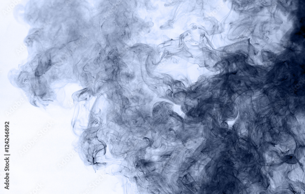 blue smoke on a white background. inversion blue smoke on a white background. inversion