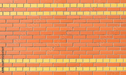 The wall of red and yellow brick