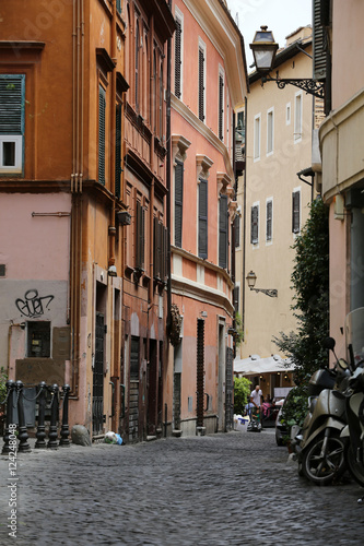 Old street in Trastevere in Rome, Italy