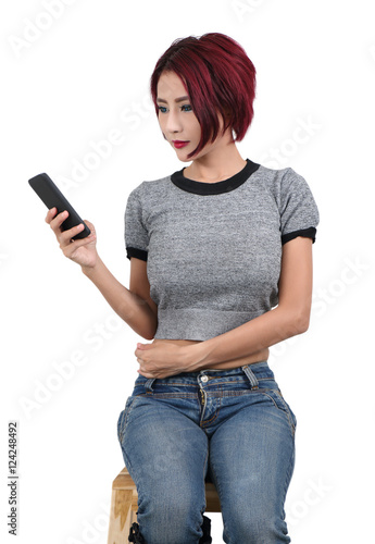 woman holding smart phone