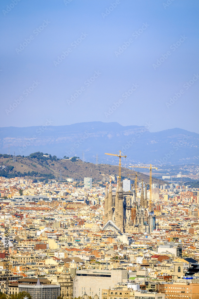 Barcelona panorama with Sagrada Familia, Spain