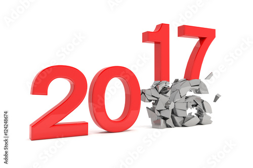 Silvester, Sylvester, Neujahr 2017 in rot auf vergangenes Jahr 2016