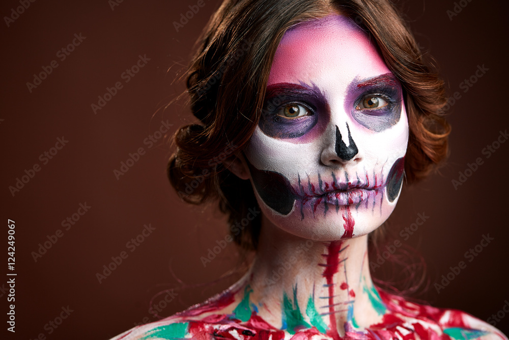 attractive young woman with sugar skull makeup
attractive young woman with sugar skull makeup