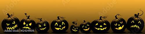 Halloween banner with pumpkins, 
Vector illustration 
