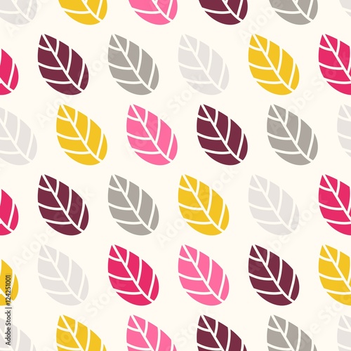 Seamless vintage flower retro pattern, colors. Background of colored leaves. 