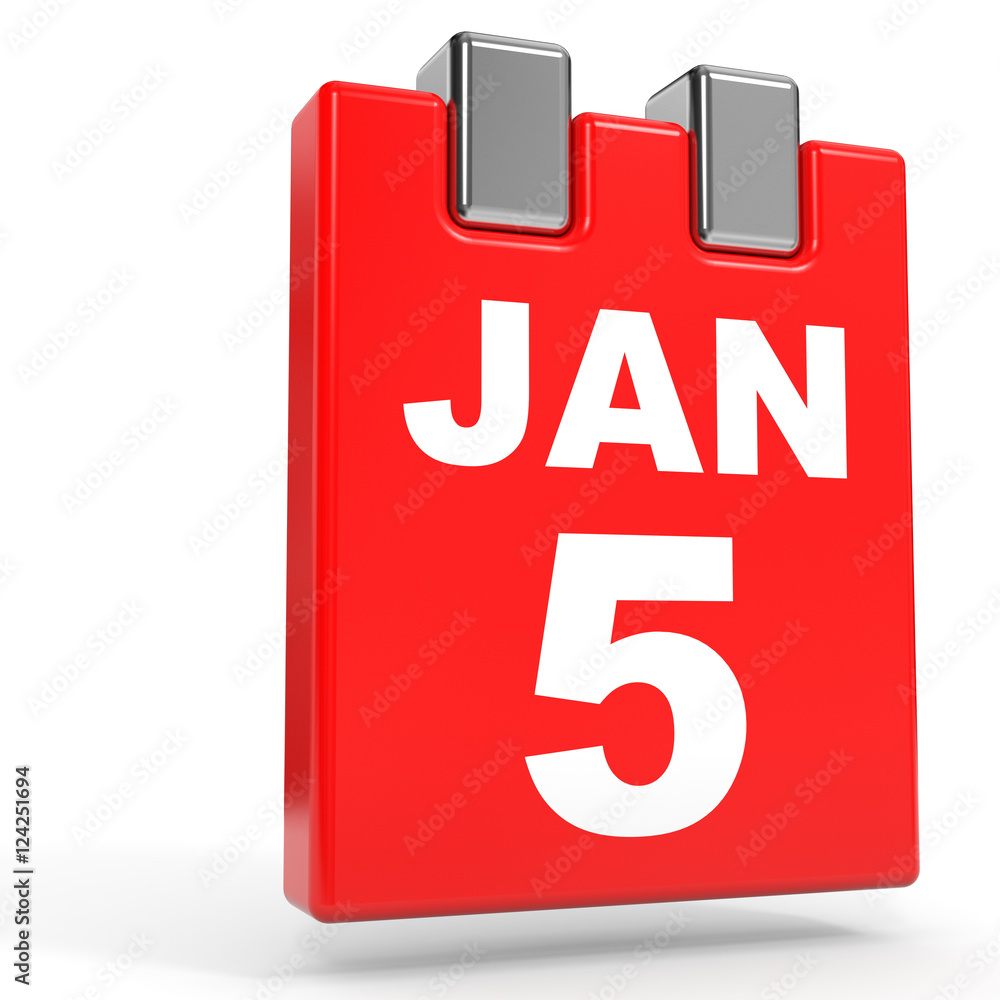 January 5. Calendar on white background. January 5. Calendar on white background.