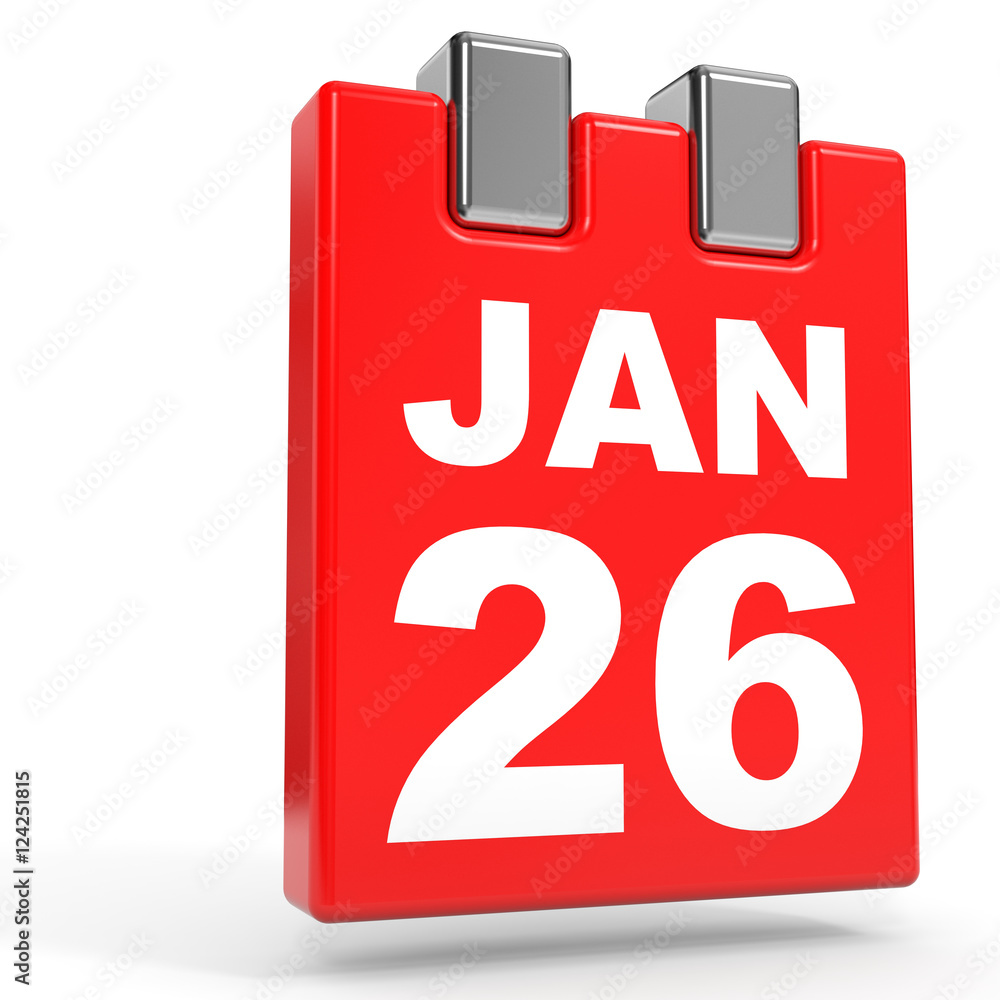 January 26. Calendar on white background. January 26. Calendar on white background.