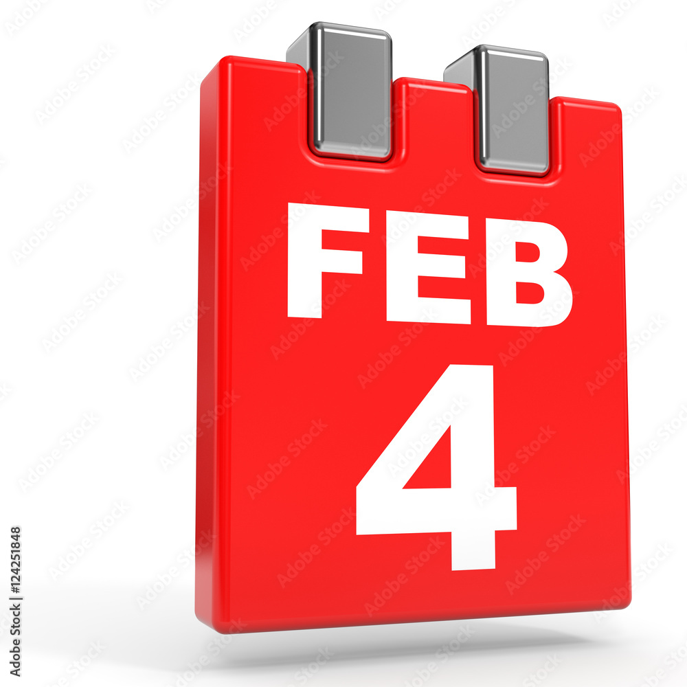 February 4. Calendar on white background. February 4. Calendar on white background.