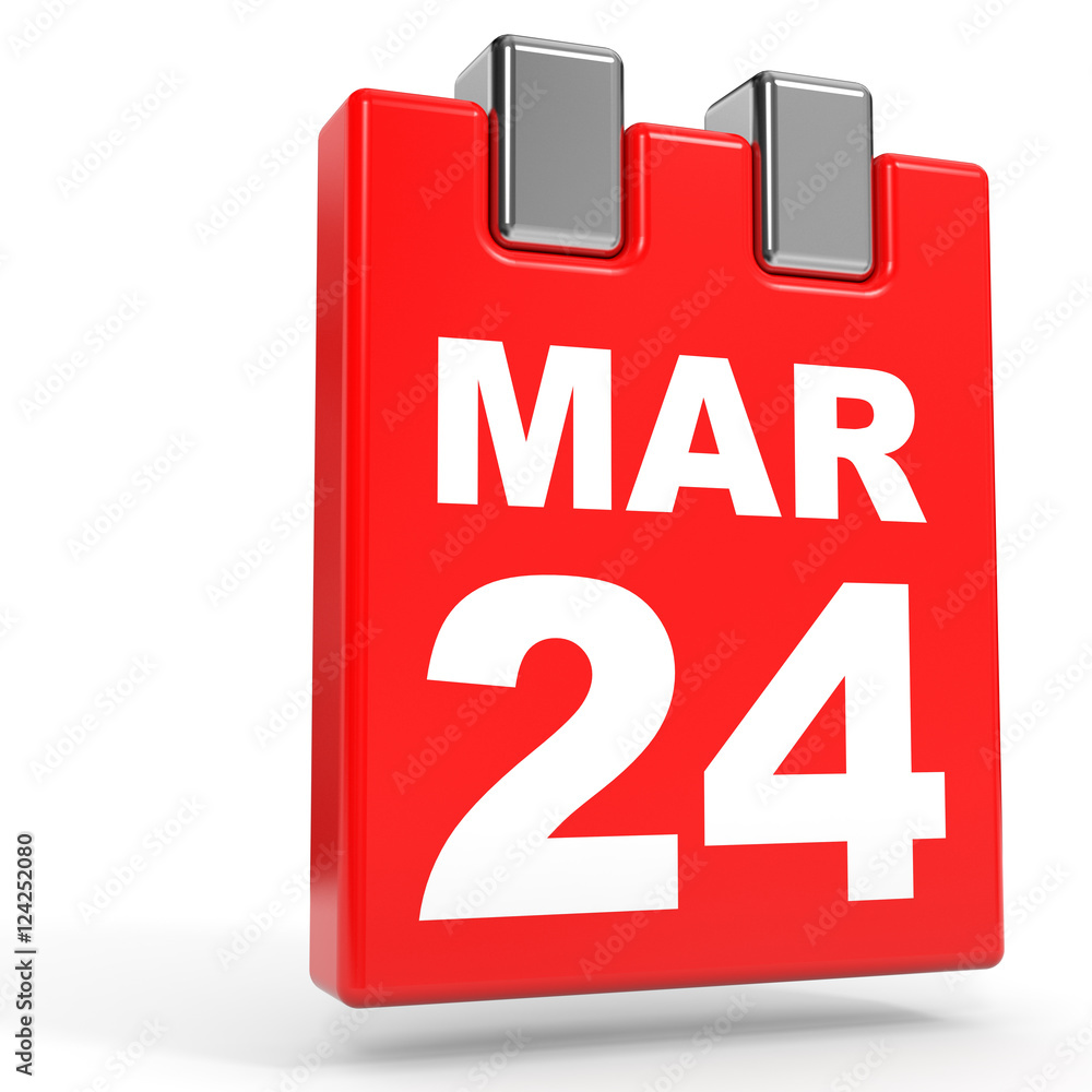 March 24. Calendar on white background. March 24. Calendar on white background.