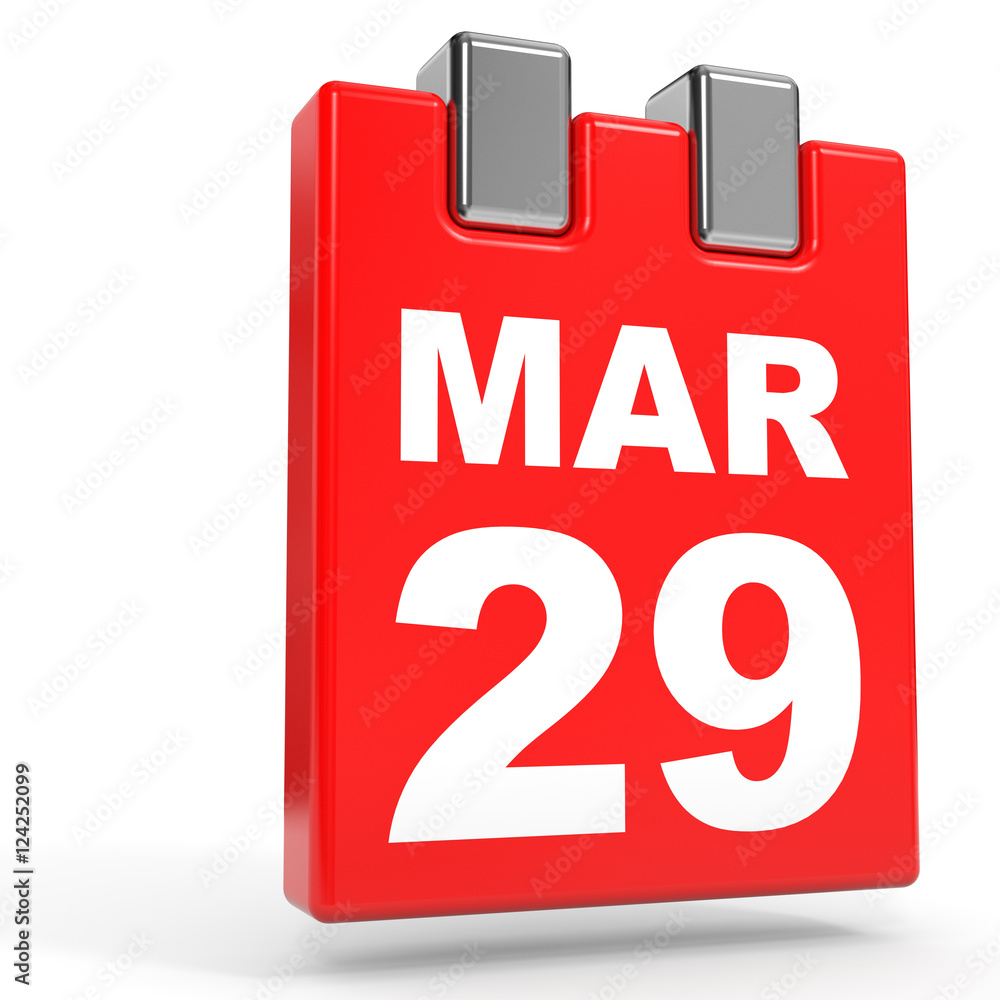 March 29. Calendar on white background. March 29. Calendar on white background.