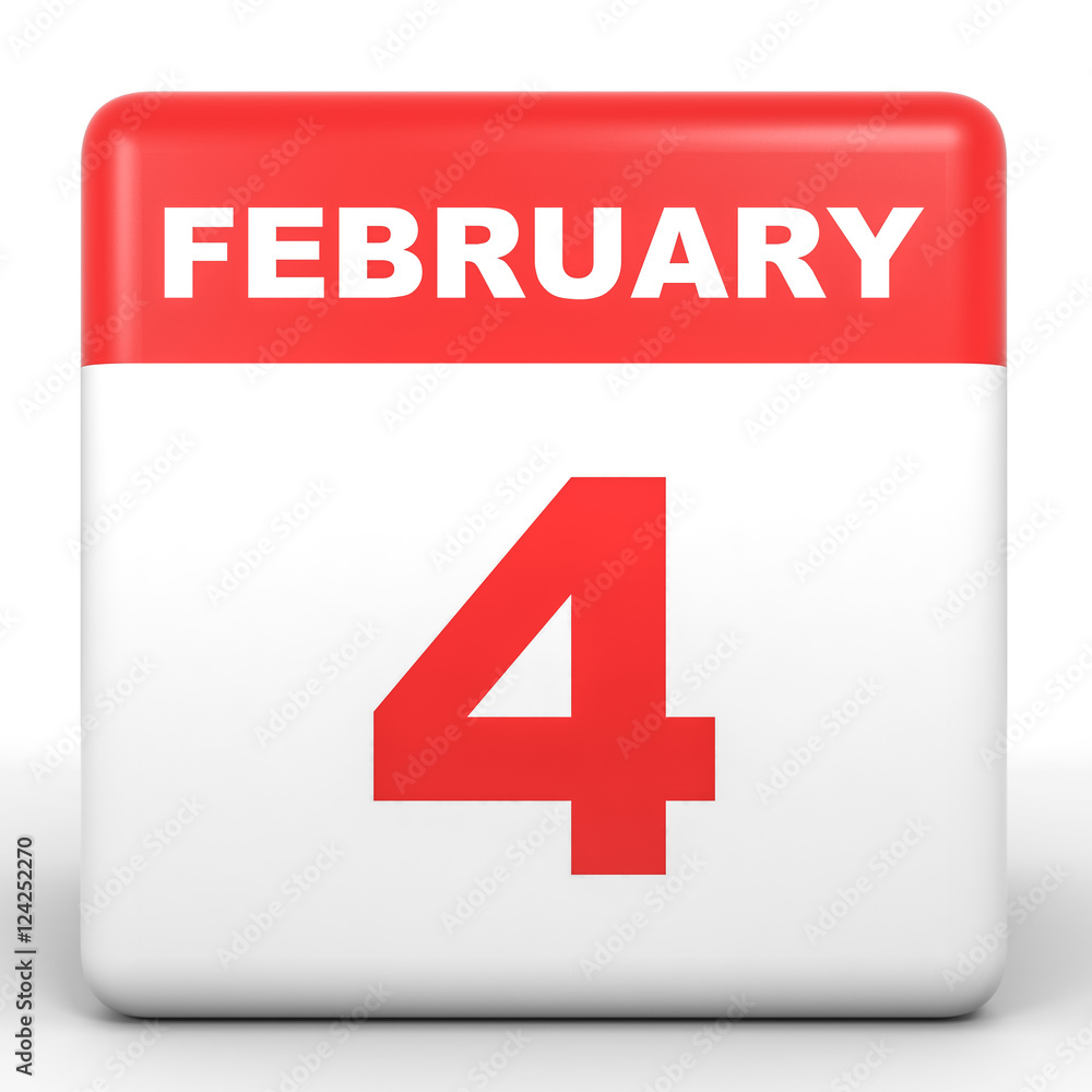 February 4. Calendar on white background. Stock Illustration Adobe Stock