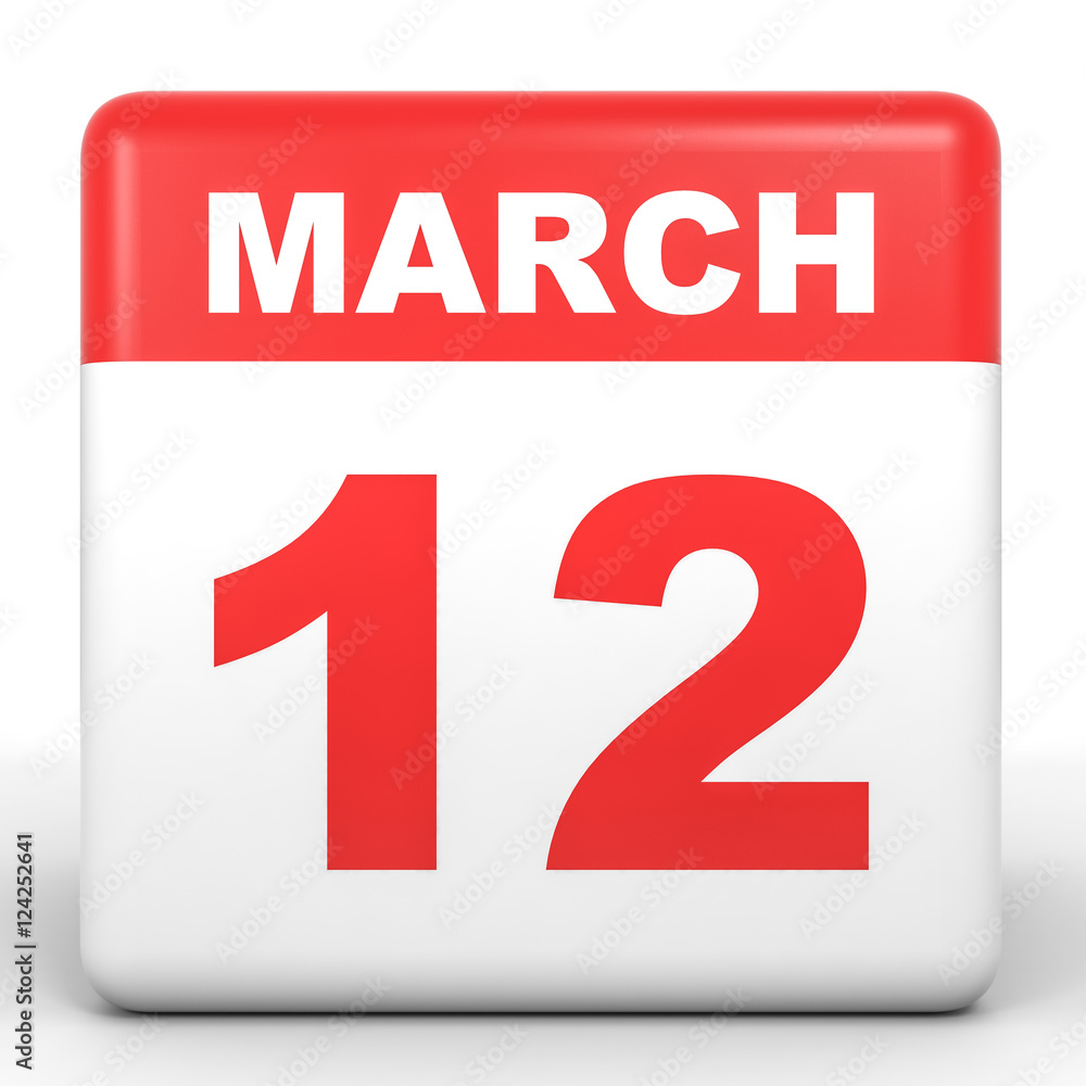 March 12. Calendar on white background. March 12. Calendar on white background.