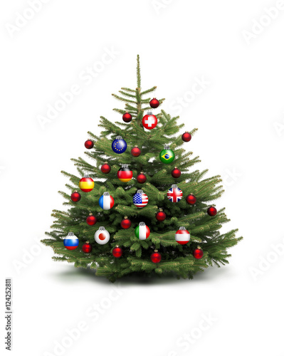 Tannenbaum mit Internationalen Christbaumkugeln