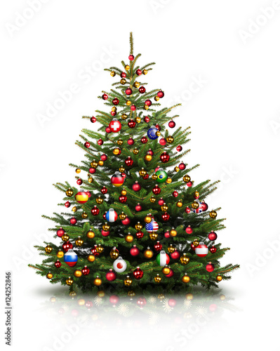Tannenbaum mit Internationalen Christbaumkugeln