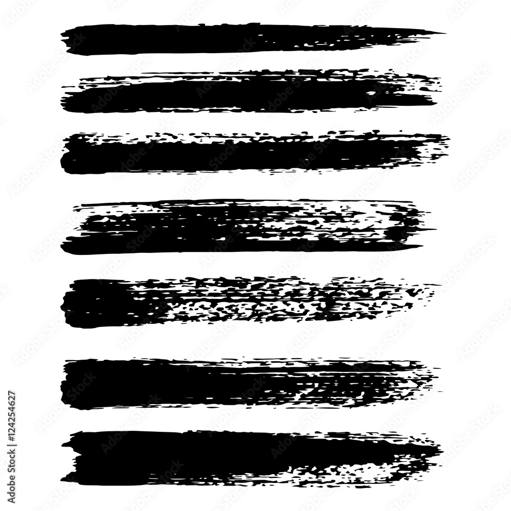 Vector set of grunge brush strokes. Oil brushes