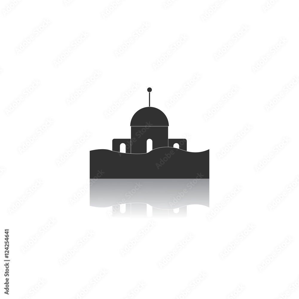 Black and white Vector illustration in flat design of a building that has been flooded Black and white Vector illustration in flat design of a building that has been flooded