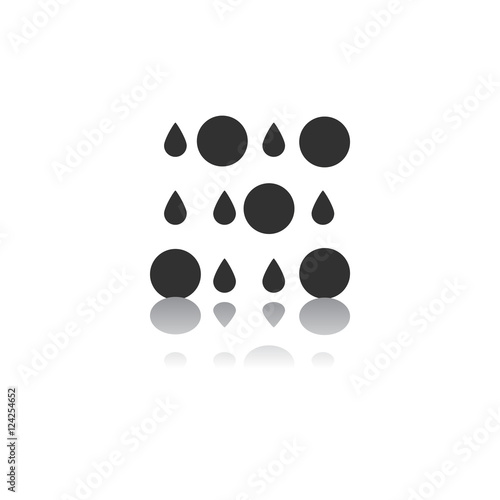 Black and white Vector illustration in flat design of rain with volcanic elements