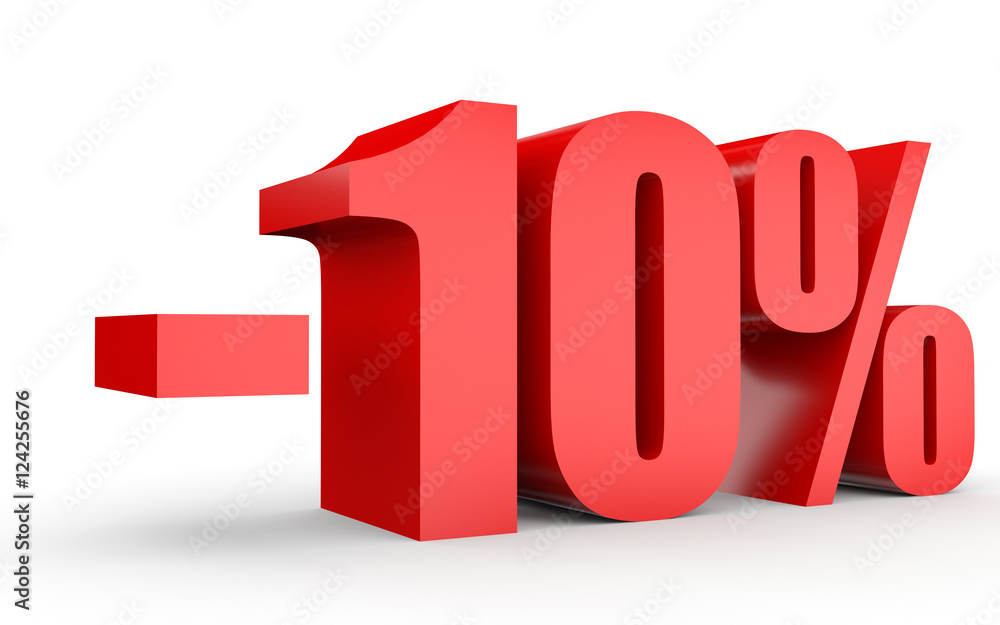 Discount 10 percent off. 3D illustration on white background. Discount 10 percent off. 3D illustration on white background.