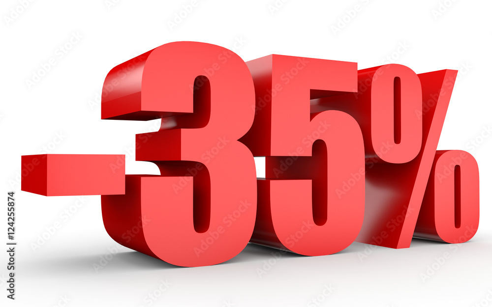 Discount 35 percent off. 3D illustration on white background. Discount 35 percent off. 3D illustration on white background.