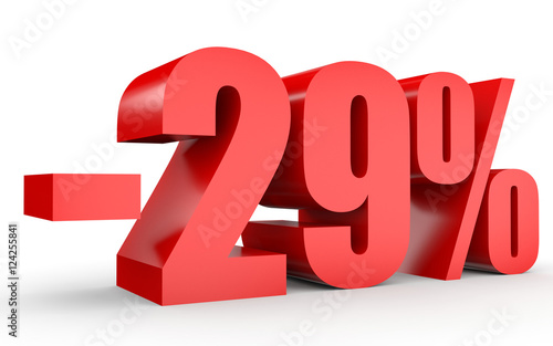 Discount 29 percent off. 3D illustration on white background.