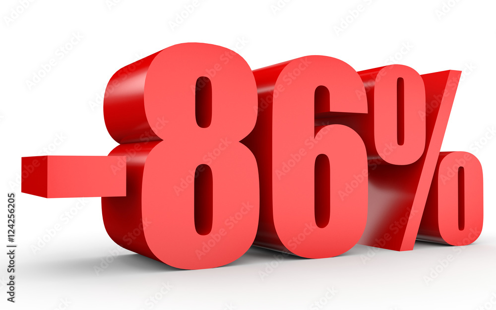 Discount 86 percent off. 3D illustration on white background. Discount 86 percent off. 3D illustration on white background.