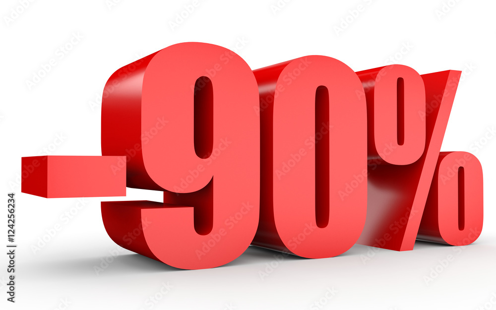 Discount 90 percent off. 3D illustration on white background. Discount 90 percent off. 3D illustration on white background.