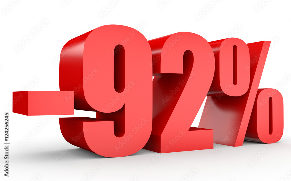 Discount 92 percent off. 3D illustration on white background. Discount 92 percent off. 3D illustration on white background.