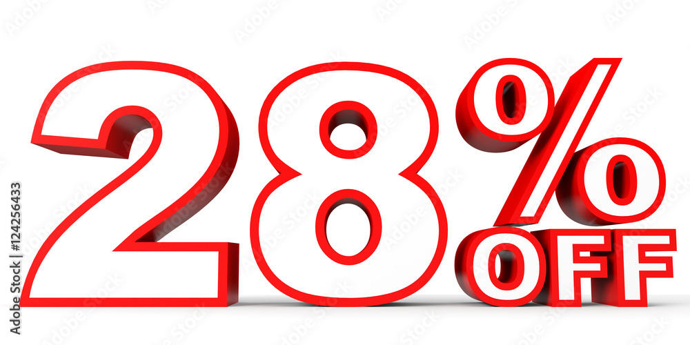 Discount 28 Percent Off 3D Illustration On White Background Stock discount-28-percent-off-3d-illustration-on-white-background-stock