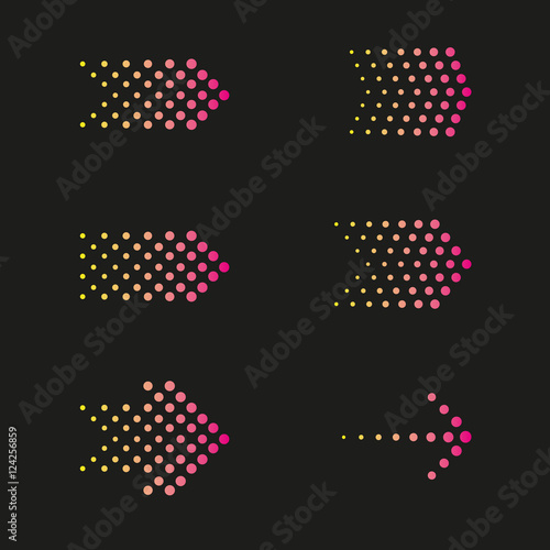Set of arrows dots, halftone