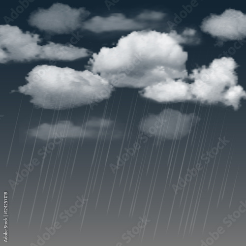 Rainclouds and rain in the dark sky