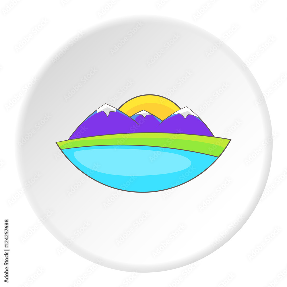 Mountain and sun icon. Flat illustration of mountain and sun vector icon for web Mountain and sun icon. Flat illustration of mountain and sun vector icon for web