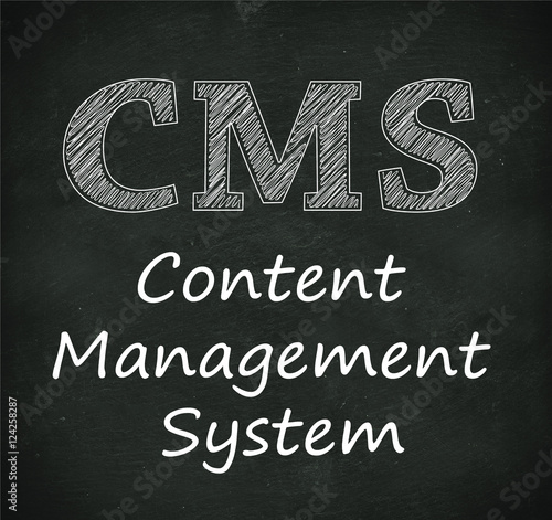 Chalkboard illustration of cms - content management system