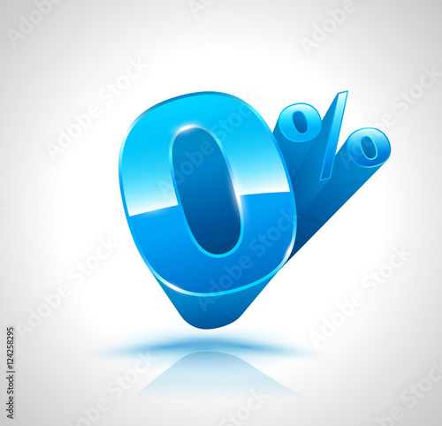 Blue Zero percent 3D style. Vector illustration. Can use for promotion advertising pay by installments.