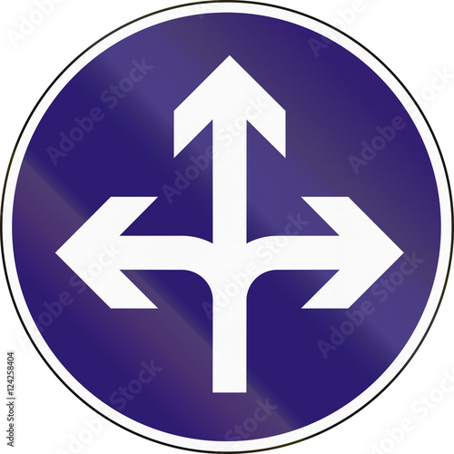 Free Download Road sign used in Hungary - Turn left, right or straight ahead - GFXLoad