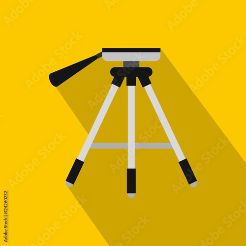 Tripod icon. Flat illustration of tripod vector icon for web isolated on yellow background