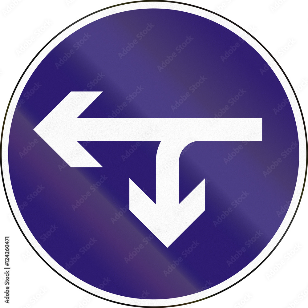 Road sign used in Hungary - Turn left or U-Turn Road sign used in Hungary - Turn left or U-Turn