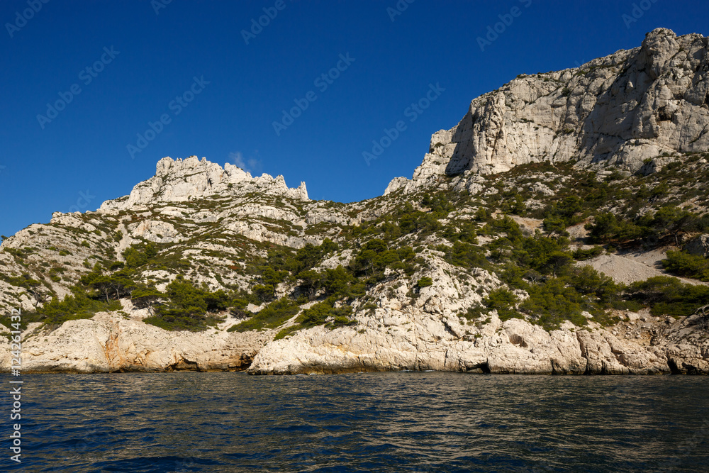 Vue from the sea on Calanques de Cassis, Calanques de Marseille, Provence, France Vue from the sea on Calanques de Cassis, Calanques de Marseille, Provence, France