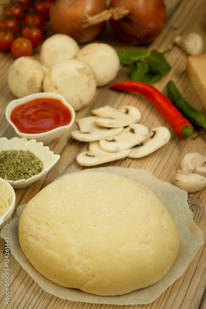 Ingredients for a vegan pizza Ingredients for a vegan pizza