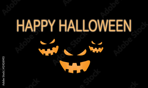 Happy Halloween testo neon e zucche