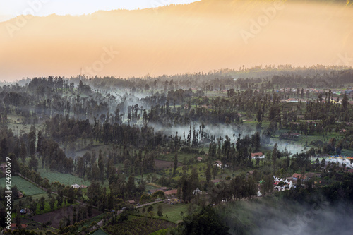 Morning view of Cemoro Lawang village, at Bromo-Tengger-Semeru National Park, East Java, Indonesia