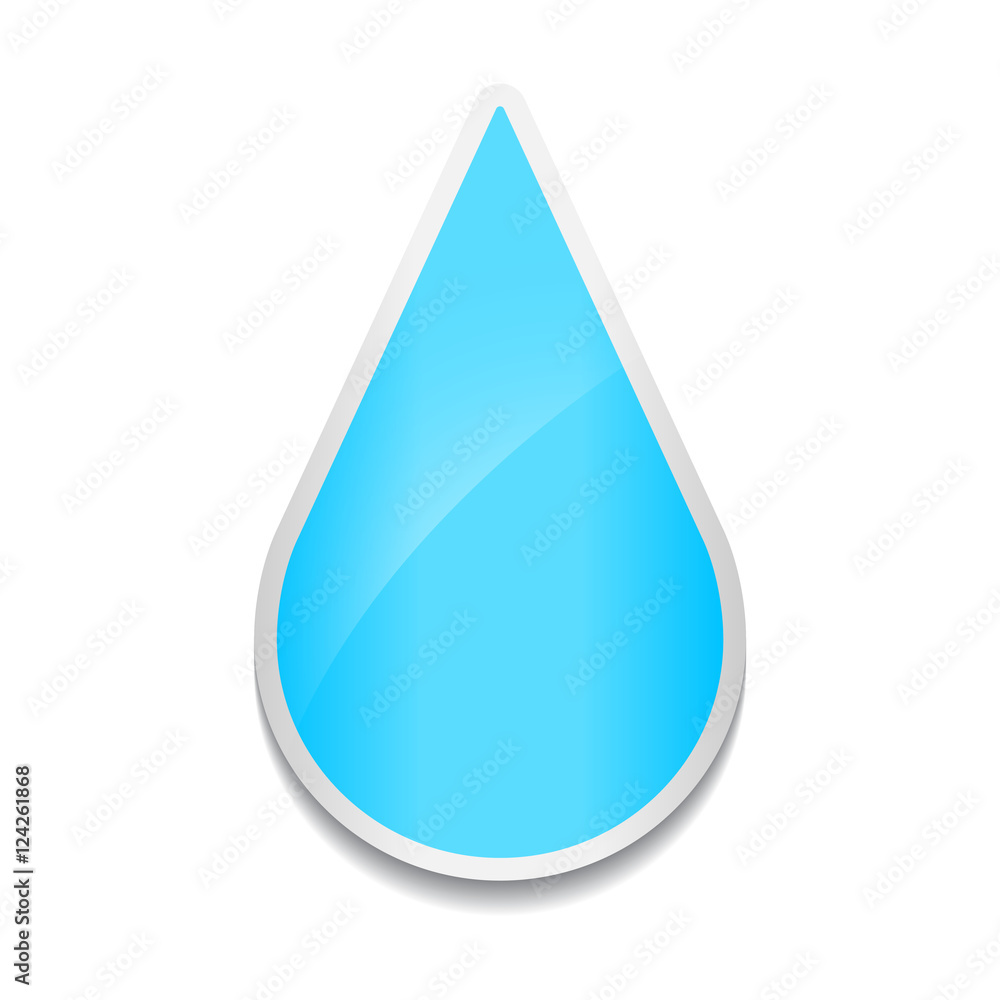 Crystal water drop icon. Sticker on white background. Crystal water drop icon. Sticker on white background.