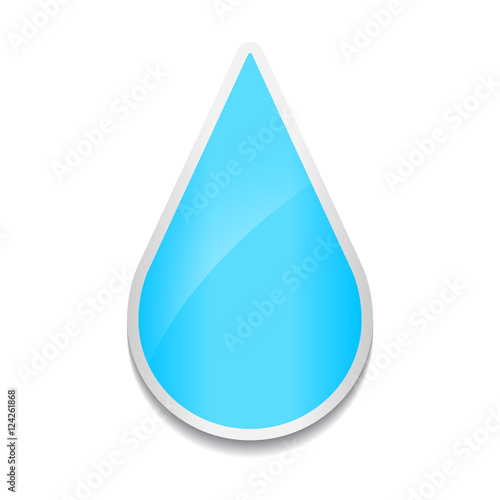 Crystal water drop icon. Sticker on white background.