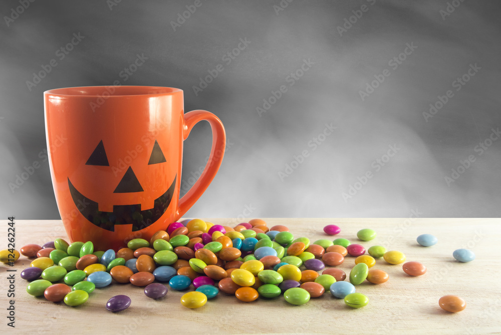 cup and candy on smoke fog background cup and candy on smoke fog background