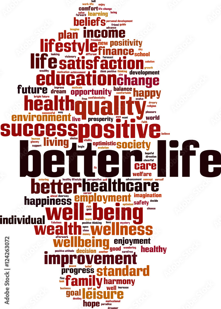 Obraz premium Better life word cloud concept. Vector illustration