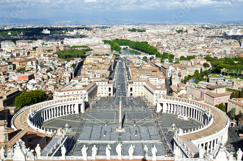 Blue sky with white clouds above Rome and St. Peter's Square.