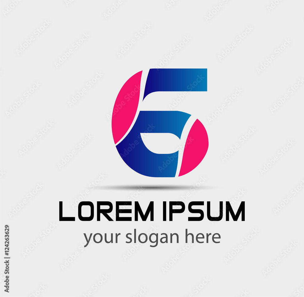 Fototapeta premium Number 6 logo. Vector logotype design.