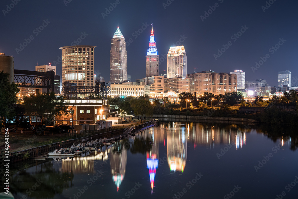 Cleveland Ohio Night Skyline