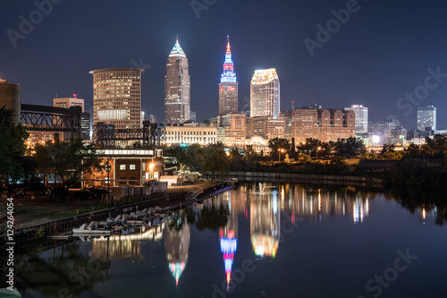 Cleveland Ohio Night Skyline photo